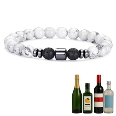 Imagem de TACBSP Pulseira Glame antiálcool para homens e mulheres parar de beber álcool manifestação hematita conjunto de pulseiras ajustáveis para homens mulheres ansiedade alívio estresse presentes, Large