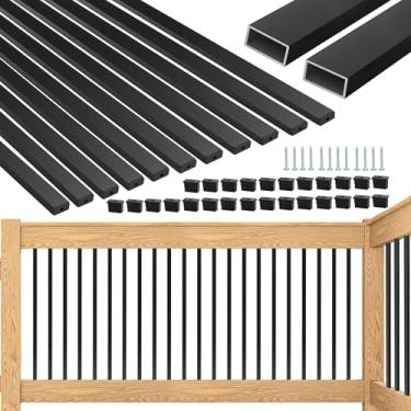 Imagem de HTWAVE Pacote com 101 Balaústres de Convés, Balaústres Retangulares de Alumínio de 36" para Corrimão de Convés, Balaústre de Escada de Fuso de Convés Preto, Balaústres de Escada Ocos para Corrimão De