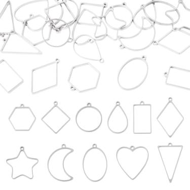 Imagem de Spritewelry Pingentes de moldura aberta nas costas, pingentes geométricos dourados com moldura oca, pingentes de brinco de bisel aberto para bricolage com resina UV prensada com flores, joias, 8