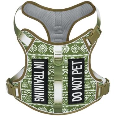 Imagem de Peitoral leve para cães de tamanho pequeno, sem puxão, com 2 clipes de trela, colete acolchoado macio ajustável, colete Oxford refletivo para animais de estimação, puggle, terriers, beagle, verde