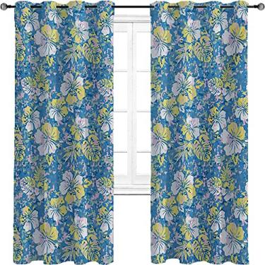 Imagem de Cortinas blackout camufladas para quarto - isolamento térmico, economia de energia e redução de ruído, tratamento de sombreamento completo cortina de isolamento de cozinha, L 213 cm x C 236 cm azul