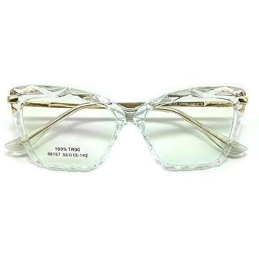 Imagem de Armação De Óculos Para Grau Feminina Facetada Transparente - MKB