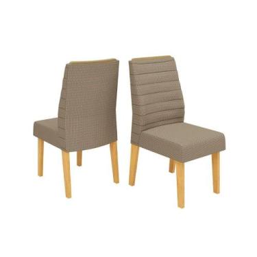 Imagem de Cadeira de Cozinha Ondina Kit 2 Un Cedro/Linho Bege - DJ Móveis