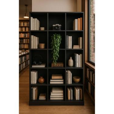 Imagem de Armário Colmeia Com 15 Nichos Prateleira Expositor Multiuso Preto Cód.315