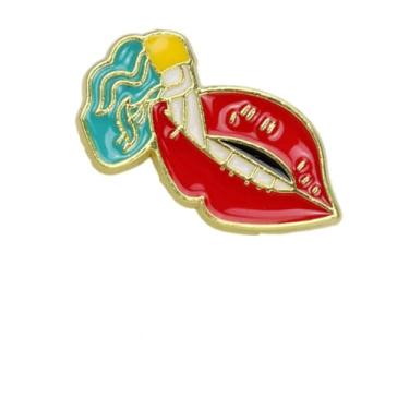 Imagem de Broche labial pequeno, um novo tipo de broche europeu e americano de coração, órgão humano e pulmão, adequado para bolsas, chapéus e jaquetas (lábios pequenos)