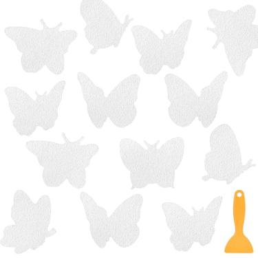 Imagem de Fullhawl 30 peças adesivos antiderrapantes de chuveiro adesivos de borboleta antiderrapantes com raspador adesivos de banheira para banheiro e chuveiro de adultos