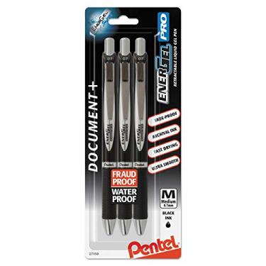 Imagem de Pentel Caneta de tinta gel permanente EnerGel Pro (0,7 mm) tinta preta, pacote com 3 (BLP77BP3A)