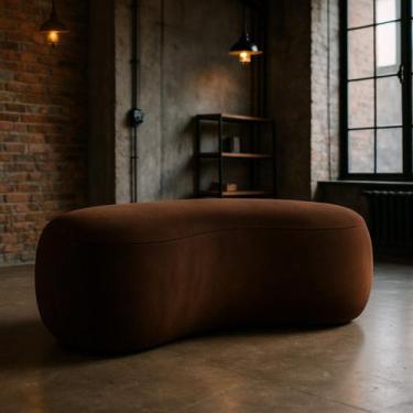 Imagem de Puff Feijão Orgânico Moderno 100cm Escultural Suede Curvo - Divani, Ma