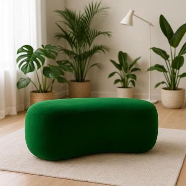 Imagem de Puff Feijão Orgânico Moderno 100cm Escultural Suede Curvo - Divani, Ve