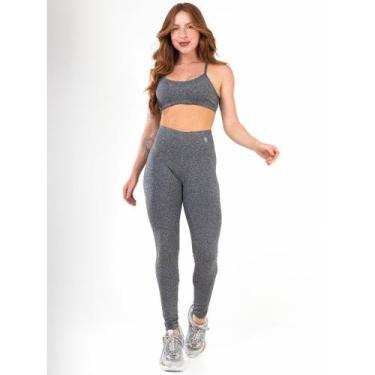Imagem de Conjunto Fitness Top Alça e Calça Legging Cós Alto Feminino Liso Básic