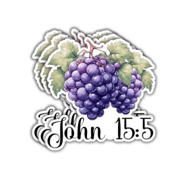 Imagem de (3 peças) Adesivo Cristão Citações Inspiradoras Versículo da Bíblia João 15:5 Jesus Vinil Decalque Adesivos para Tumbler Laptop Kindle Garrafas de Água Livro Telefone Tablet Carro - Tamanho 3x3