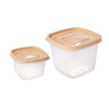 Imagem de Kit 2 Potes Quadrados com Tampa 1,2 L / 500ml Plástico Clic Plasutil