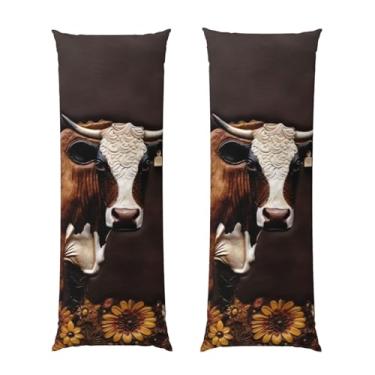 Imagem de Capa de travesseiro corporal com zíper oculto, fronha longa de microfibra macia e respirável para travesseiro corporal, capas de travesseiro de couro marrom de vaca para presente de dormir 50 x 137 cm