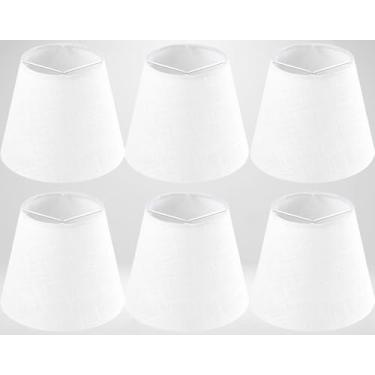 Imagem de GO&SO Candeeiros pequenos de linho para lustre, conjunto de 6 abajures brancos, mini abajures de 10 x 15 cm, cortinas modernas de barril para lâmpadas de mesa pequenas, luminárias de mesa, luzes