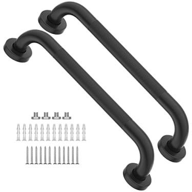 Imagem de Barra antiderrapante para chuveiro de 40,6 cm, preta esfregada a óleo, barra de apoio Munzong para banheiro, barra de equilíbrio serrilhada para banheiro, suporte de trilho de mão de segurança, alça