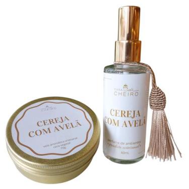Imagem de Kit Vela Aromática Perfumada Vegetal 65G + Perfume de Ambientes 60ml -
