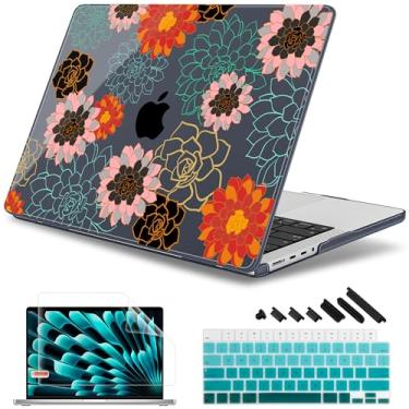 Imagem de May Chen Capa para M4 MacBook Pro 35.6 cm A3112 A3401 Max A3185, M3 A2918 A2992, M2 A2779 M1 A2442, 2024 2023 2022 2021, capa rígida de plástico com capa de teclado, Flor