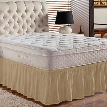 Imagem de Saia Box Cama Casal e Queen com 1 Elástico Ajustável Babado 1 Peça - A