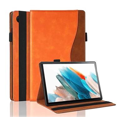 Imagem de Capa para Samsung Galaxy Tab A8 de 10,5 polegadas 2022 SM-X200/X205/X207 Capa de couro PU para negócios fina e leve com suporte para cartão capa protetora completa para tablet Galaxy Tab A8 10,5 - laranja
