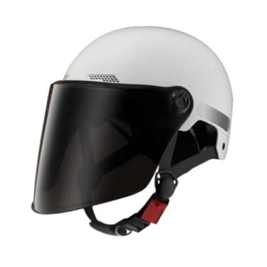 Imagem de Generic Capacete de motocicleta aberto, leve, acessório para homens e mulheres, estilo retrô, capacete de meia face para motocross, ciclomotores, Branco