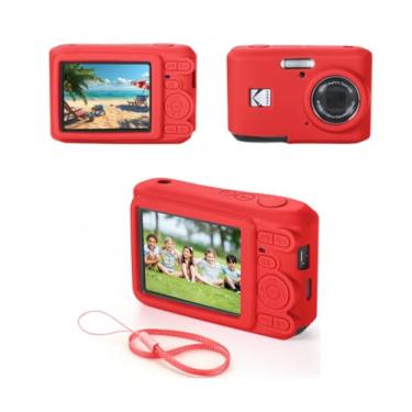 Imagem de YUULNMOP Capa de silicone para câmera compatível com Kodak PIXPRO FZ45, capa macia protetora completa antiarranhões com alça de mão para câmera digital FZ45, leve, durável, 6 cores (vermelho)