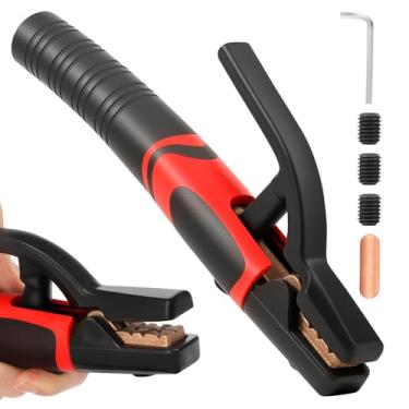 Imagem de HSHGZSR Pinça de soldagem irradiada com isolamento rápido Suporte de eletrodo de cobre vermelho para trabalho de soldagem com forte força de aderência