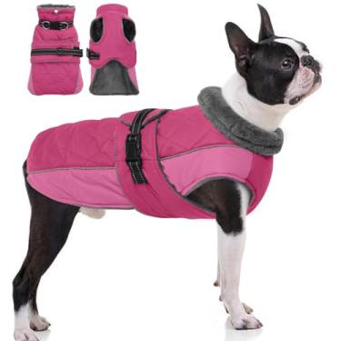 Imagem de QBLEEV Jaqueta quente para cães – Casaco de inverno refletivo ajustável com gola rolê para clima frio, roupa de neve de lã impermeável para cães pequenos, médios e grandes