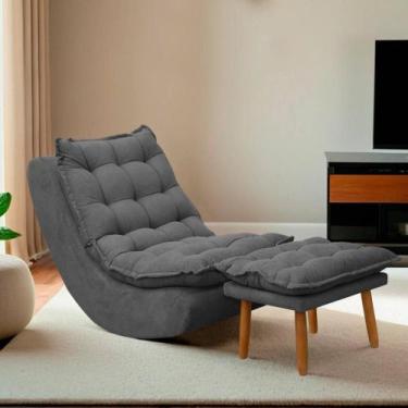 Imagem de Poltrona Decorativa Melissa Balanço Estofada E Puff Bouclê - SOFA STOR