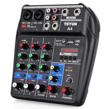 Imagem de Mixer USB Bluetooth de Quatro Canais, Mini Mixer Digital, Interface de Audio Profissional, Processador de Áudio Multifuncional para Palco e Estúdio, Mesa de Som