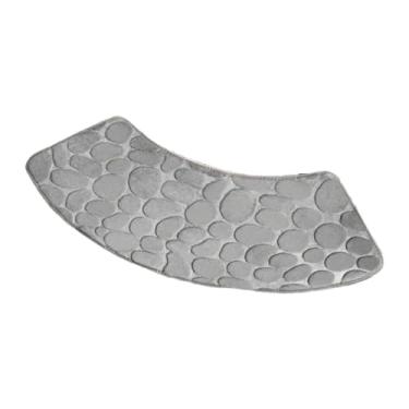 Imagem de DimyFew Tapete de chuveiro curvo em forma de leque, tapete para banheiro, carpete para banheira, piso, para banho, Cinza Claro