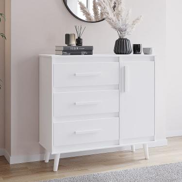 Imagem de Comoda Sapateira Mila 3 Gavetas 1 Porta - Branco Móblis