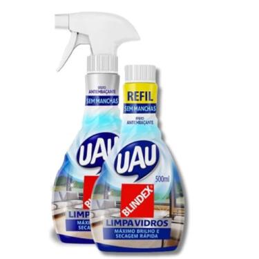 Imagem de Kit Limpa Vidro UAU Blindex Sem Manchas Gatilho 500ml + Refil 500ml