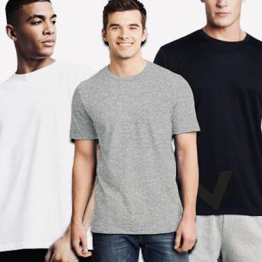 Imagem de Kit 3 Camisetas Algodão Masculina Básicas Casual Neutras 72 - IRON, GG