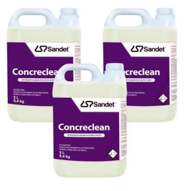 Imagem de 3 Concreclean Remove Minério Agarrado 5l Sandet Detergente