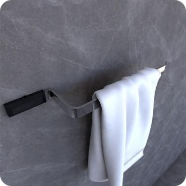Imagem de Suporte Porta Toalha De Rosto Parede Cromado e Preto Empire - MetalCro
