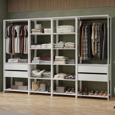 Imagem de Guarda-roupa Closet Modulado 4 Gavetas 258 Cm Valencia Madesa 02 Branco
