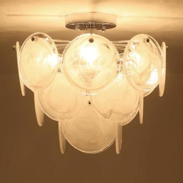 Imagem de SUNVKWEY Lustre Semi-Embutido, Luminárias De Teto Modernas Com Vidro, Lustre De Teto Com 4 Luzes Para Quarto, Lustre Pequeno Para Sala De Estar, Sala De Jantar, Entrada, Corredor