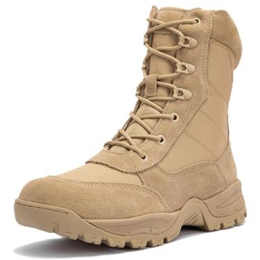 Imagem de WIDEWAY Bota de trabalho tática militar masculina de 20,3 cm com zíper lateral – Bota militar leve de combate no deserto para uso ao ar livre, Arena, 45