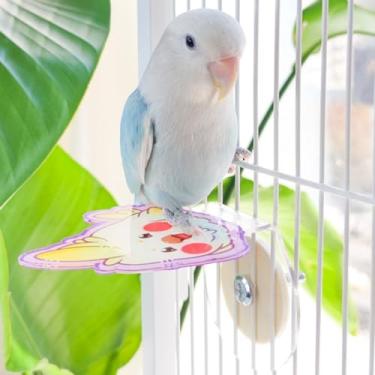 Imagem de Poleiro de acrílico para gaiola, bonito suporte de plataforma de acrílico colorido para periquitos, periquitos, calopsitas, pombinhos, canários, conures, papagaios pequenos a médios ou outros animais