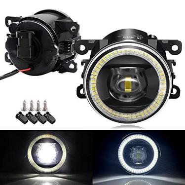Imagem de Luzes de neblina Angel Eye com função 2 em 1 para Ford 08-14 Focus, 11-15 Explorer, 13-16 Fusion, 11-18 Transit, 14-18 Fiesta, 05-17 Mustang (exceto GT), lâmpada de neblina de lente LED com anel halo
