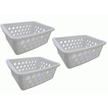 Imagem de Kit 3 Cestos Multiuso Pequeno Branco 12x6x16cm PP Uninjet