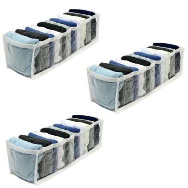 Imagem de Kit 3 Organizador de Gavetas Transparente e Branco 11 Nichos Colmeia 1