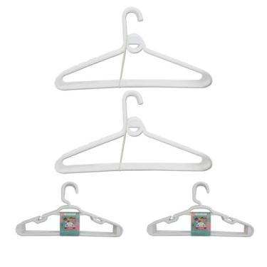 Imagem de Kit 10 Cabides Infantil Branco + 10 Cabides Adulto Branco - Trioplast