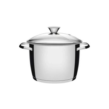 Imagem de Caldeirão Tramontina Allegra Em Aço Inox Com Fundo Triplo E Tampa De Vidro 22 Cm 5,5 L...