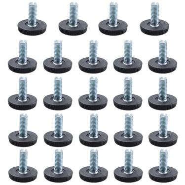 Imagem de Runseaway 24 peças de niveladores de móveis ajustáveis com rosca M6, pés deslizantes de aço rosqueados, nivelamento de chão para mesas, cadeiras, armários, móveis de pátio, pernas de bancada