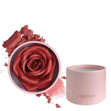 Imagem de Blush fosco 3D, rosa maquiagem flor pétala blush para bochechas, vermelhidão brilhante natural, cor montável de longa duração, contorno e brilho, blush em pó de maquiagem como presente de festival
