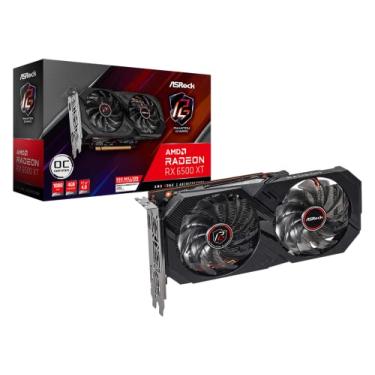 Imagem de ASRock AMD Radeon RX 6500 XT Phantom Gaming D 4GB OC GDDR6 0dB Refrigeração Silenciosa 18 Gbps 64-bit 7680 x 4320 Placa Gráfica Dual Fan HDMI DisplayPort