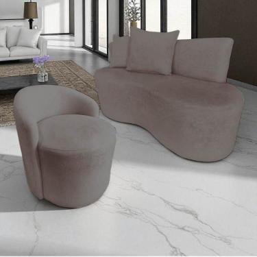 Imagem de Kit Namoradeira + Poltrona Yara Orgânica Bouclé Capuccino - Mazzero De