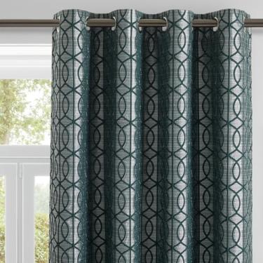 Imagem de Cortinas blackout 100% verde-floresta e prateadas 278 cm de comprimento, 2 painéis, cortinas de ilhós com isolamento térmico jacquard para quarto e sala de estar, 2 peças, 132 cm L x 274 cm C