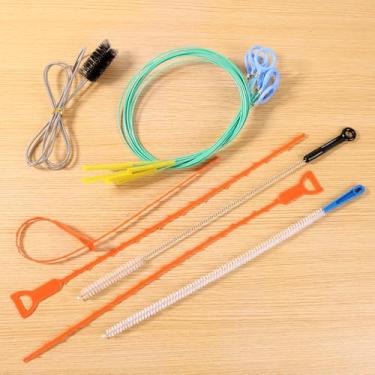 Imagem de DJAPWPX Conjunto de escovas de limpeza de cachimbos, removedor de tamancos de cobra dobrável, escova multifuncional, desentupidor de ralo de chuveiro flexível